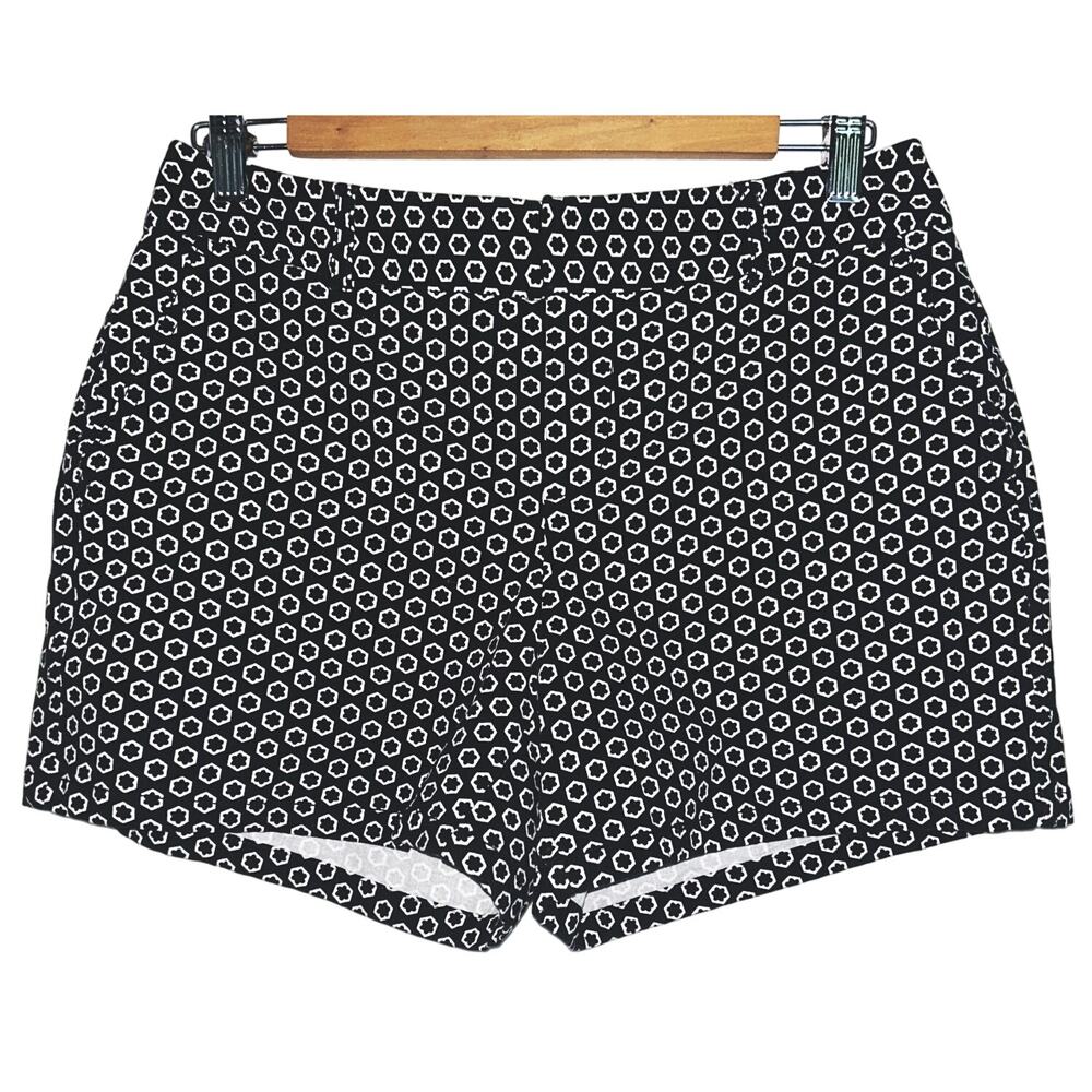 ELLE Women's Size 4 Black & White Floral Geometric Print Shorts